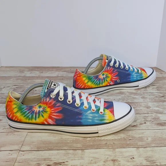 Converse All Star Rainbow Tie Dye Low Top Sneakers Trainers Women's Size 11 - Picture 2 of 13
